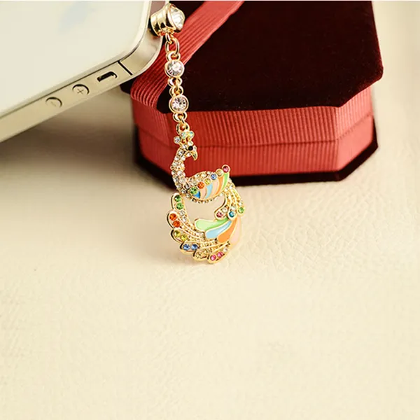 Colorful Crystal Diamond Phoenix Dust Cap Pendant For Cell Phone 3.5mm Jack photo 2