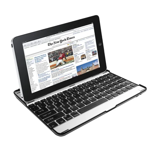 Silver And Black Aluminum Alloy Wireless Keyboard Tablet Cover photo 5