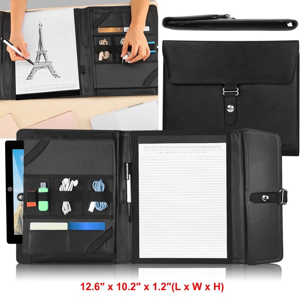 Padfolio Portfolio Folder Business Document Organizer PU Leather Padfolio Holder Case photo 6