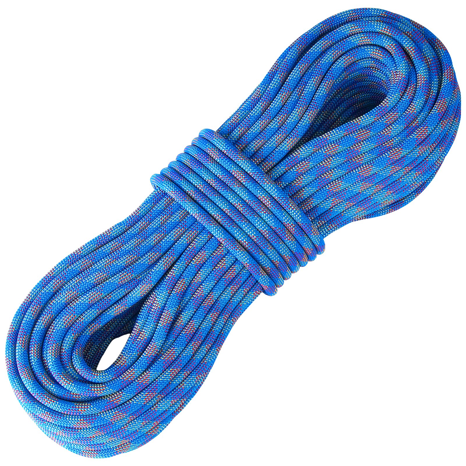 10.2mm Dynamic Climbing Rope, 60M(197ft) Outdoor Rock Climbing Rope 25KN Breaking Tension, Stretchable Fiber Rope With Steel Snap Hooks For Escape, Rappelling, Fire Rescue, Blue photo 1