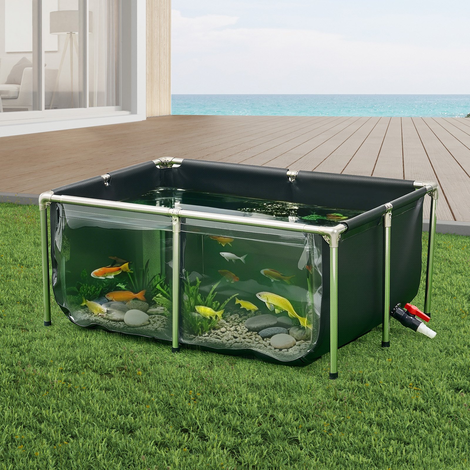 Canvas Fish Pond Above Ground Koi Tank 126.8 Gal With Clear Viewing Panel photo 6