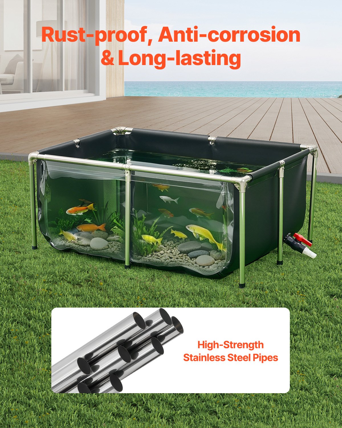 Canvas Fish Pond Above Ground Koi Tank 126.8 Gal With Clear Viewing Panel photo 2
