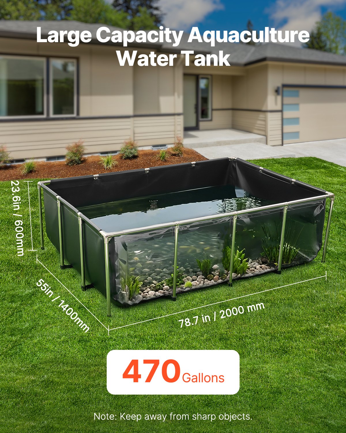 Canvas Fish Pond Above Ground Koi Tank 470 Gal With Clear Viewing Panel photo 2