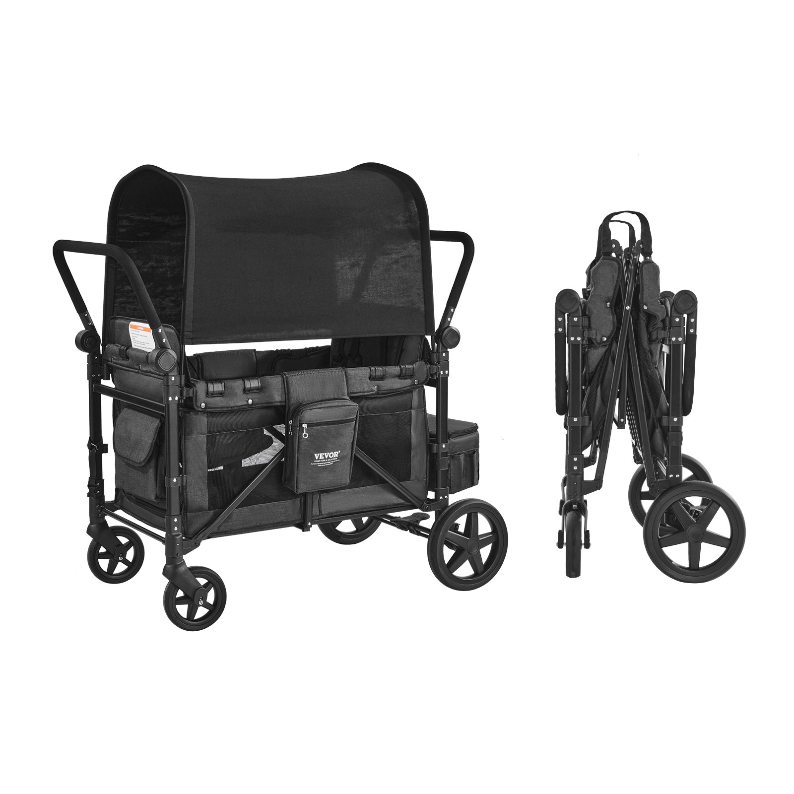 Wagon Stroller For 4 Kids Push Pull Quad Collapsible Stroller For Camping 330LBS photo 1