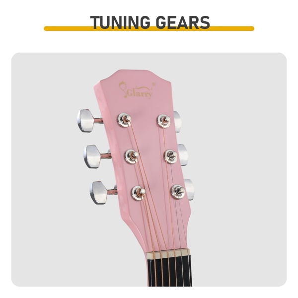 Pink 41-inch Dreadnought Barrel-shaped Cutaway Acoustic Guitar With Pick, Strings, Capo, Gig Bag, Tuner, Wrench Tool, And Shoulder Strap photo 2