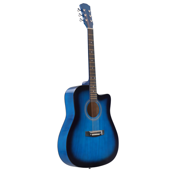 Blue 41-inch Dreadnought Barrel-shaped Cutaway Acoustic Guitar With Pick, Strings, Capo, Gig Bag, Tuner, Wrench Tool, And Shoulder Strap photo 1