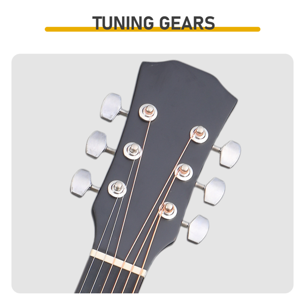 Matte Black 41-inch Dreadnought Barrel-shaped Cutaway Acoustic Guitar With Pick, Strings, Capo, Gig Bag, Tuner, Wrench Tool, And Shoulder Strap photo 5