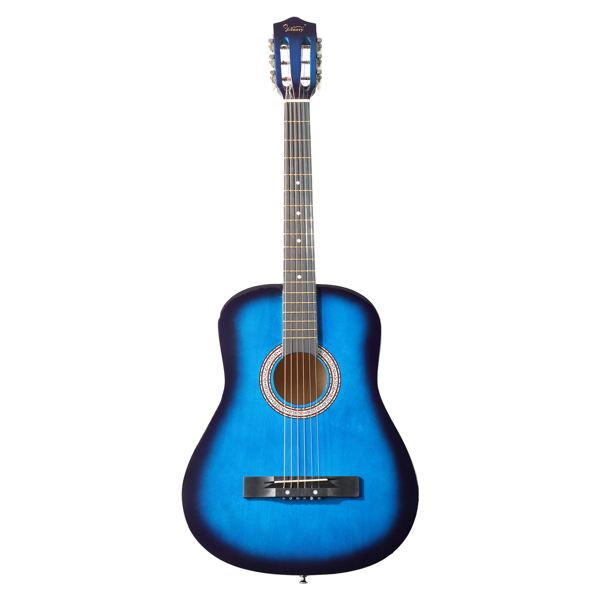 Blue 38-inch Round Acoustic Guitar With Picks, Strings, Capo, Case, Tuner, And Strap photo 6