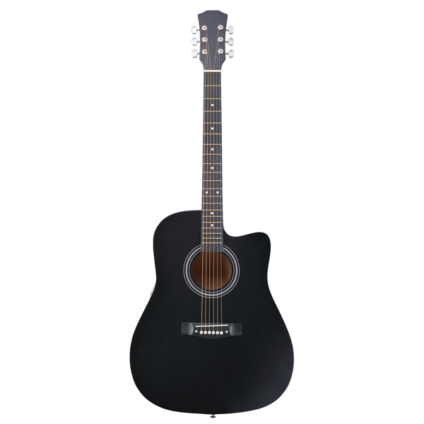 Matte Black 41-inch Dreadnought Barrel-shaped Cutaway Acoustic Guitar With Pick, Strings, Capo, Gig Bag, Tuner, Wrench Tool, And Shoulder Strap photo 1