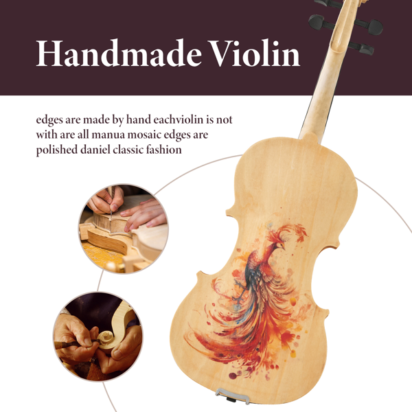 Professional 4/4 Full-Size Violin - Premium Sound, Durable & Lightweight Design With Complete Accessories, Exquisite Handcrafted Finish, Ideal Unique Gift For Musicians photo 3