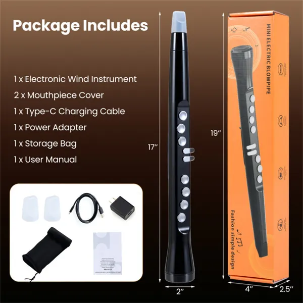 Portable Wireless MIDI Electronic Saxophone - 100 Tones, 3W Hi-Fi Speaker, 12hrs Playtime, 0.7lbs (Black ABS) photo 4