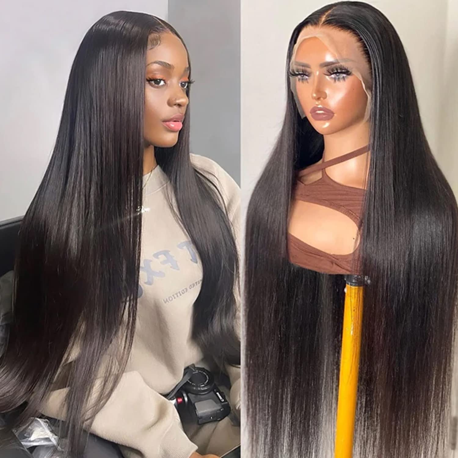 13x4 Lace Front Human Hair Wig Natural Color, Straight Texture, Density photo 1