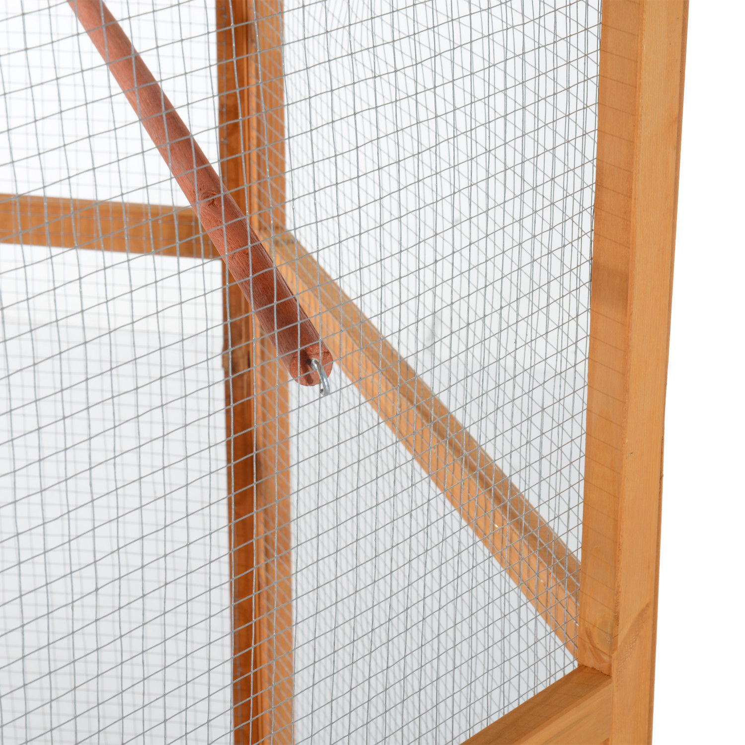 69" Wooden Hexagonal Outdoor Aviary Flight Bird Cage With Covered Roof, Brown photo 7