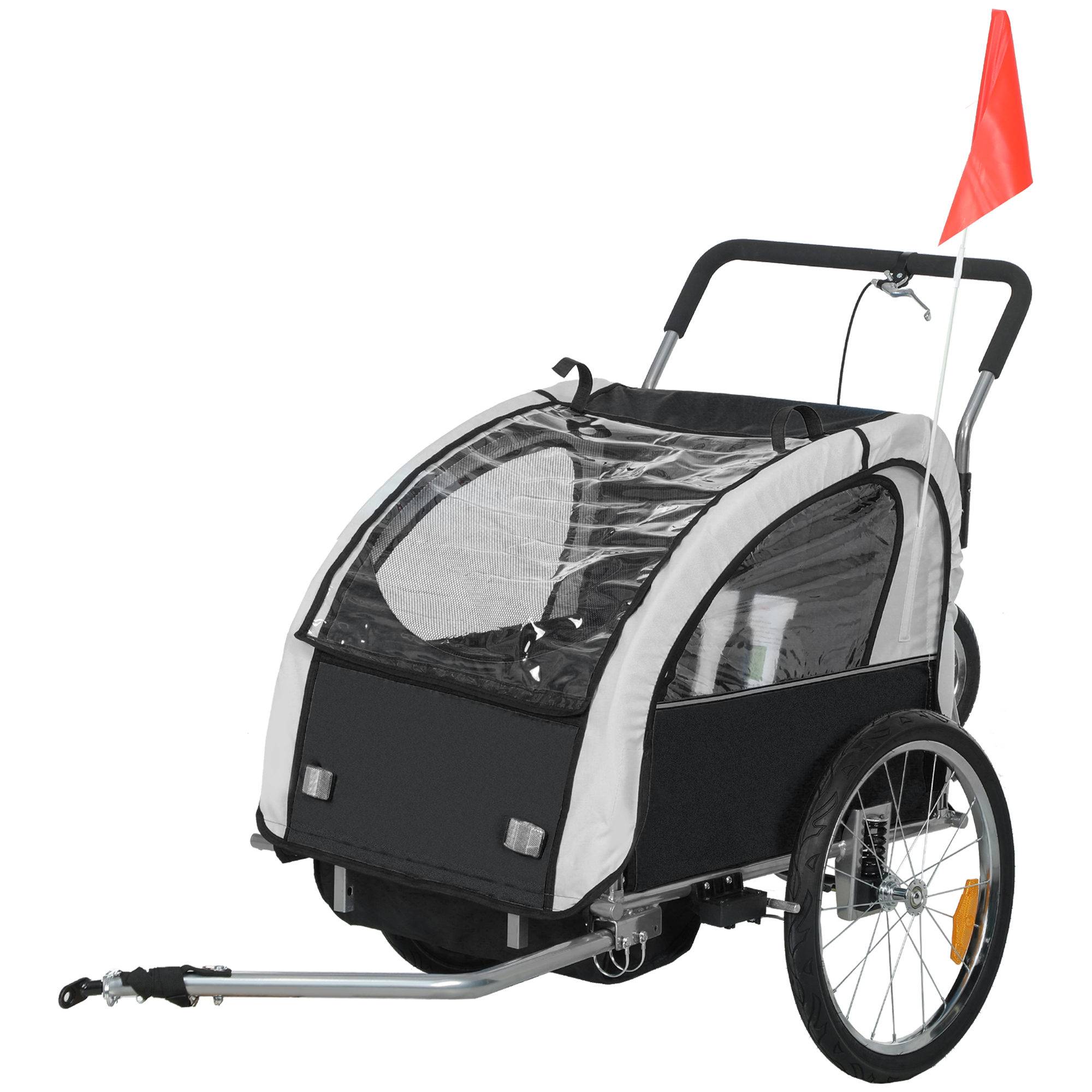 2-Seat Elite 360 Swivel Bike Trailer for Kids Bicycle Cargo Trailer with Water-Resistant Windows, Black and White photo 2