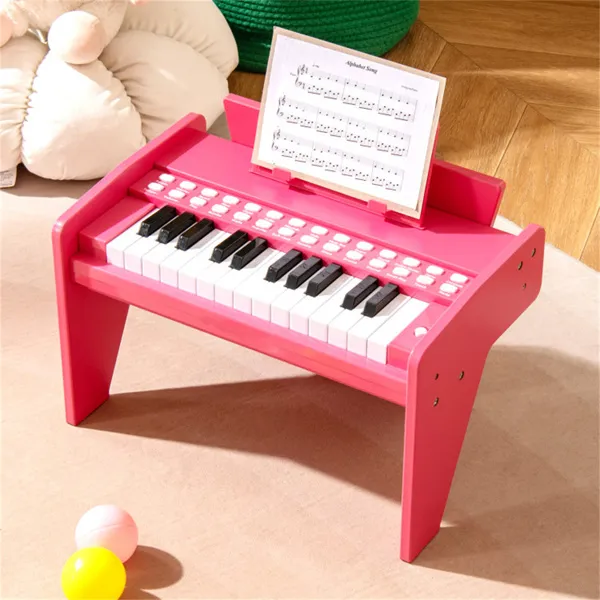 25 Keys Mini Digital Piano For Kids Age 3+, Lighted Teaching Mode With 6 Tones & 15 Demo Songs-Pink photo 1