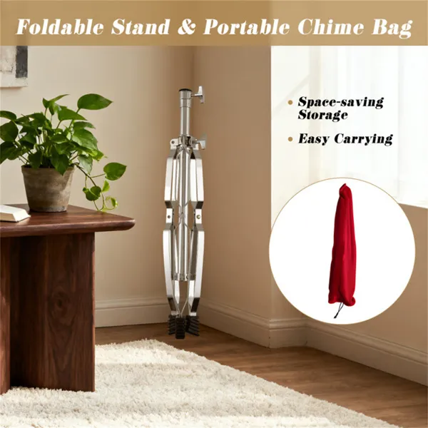 36-Tube Single-Row Wind Chime With Adjustable Tripod Stand, Portable Percussion Instrument For Church Band & Orchestra photo 3