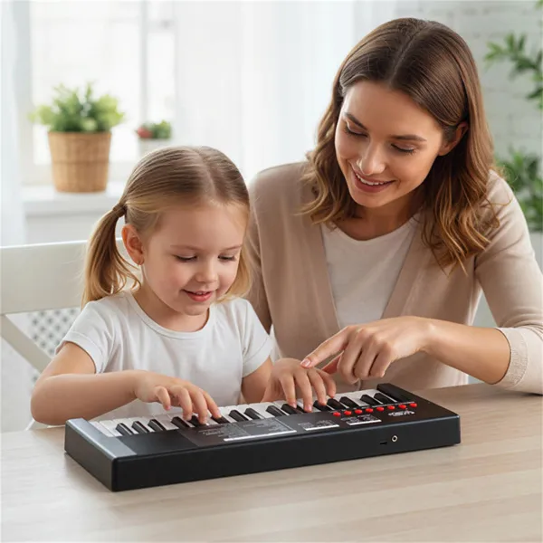 Black 37 Keys Kids Electronic Keyboard With Microphone, 8 Tones & 8 Rhythms Piano Toy For Ages 3+ photo 3