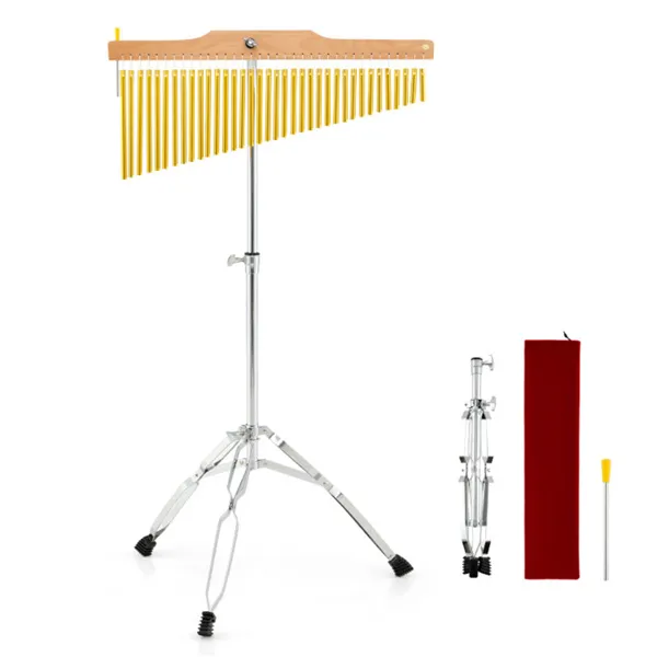 36-Tube Single-Row Wind Chime With Adjustable Tripod Stand, Portable Percussion Instrument For Church Band & Orchestra photo 1