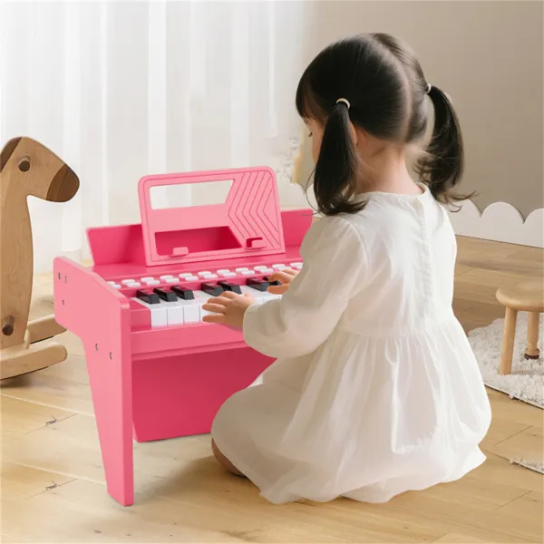 25 Keys Mini Digital Piano For Kids Age 3+, Lighted Teaching Mode With 6 Tones & 15 Demo Songs-Pink photo 2