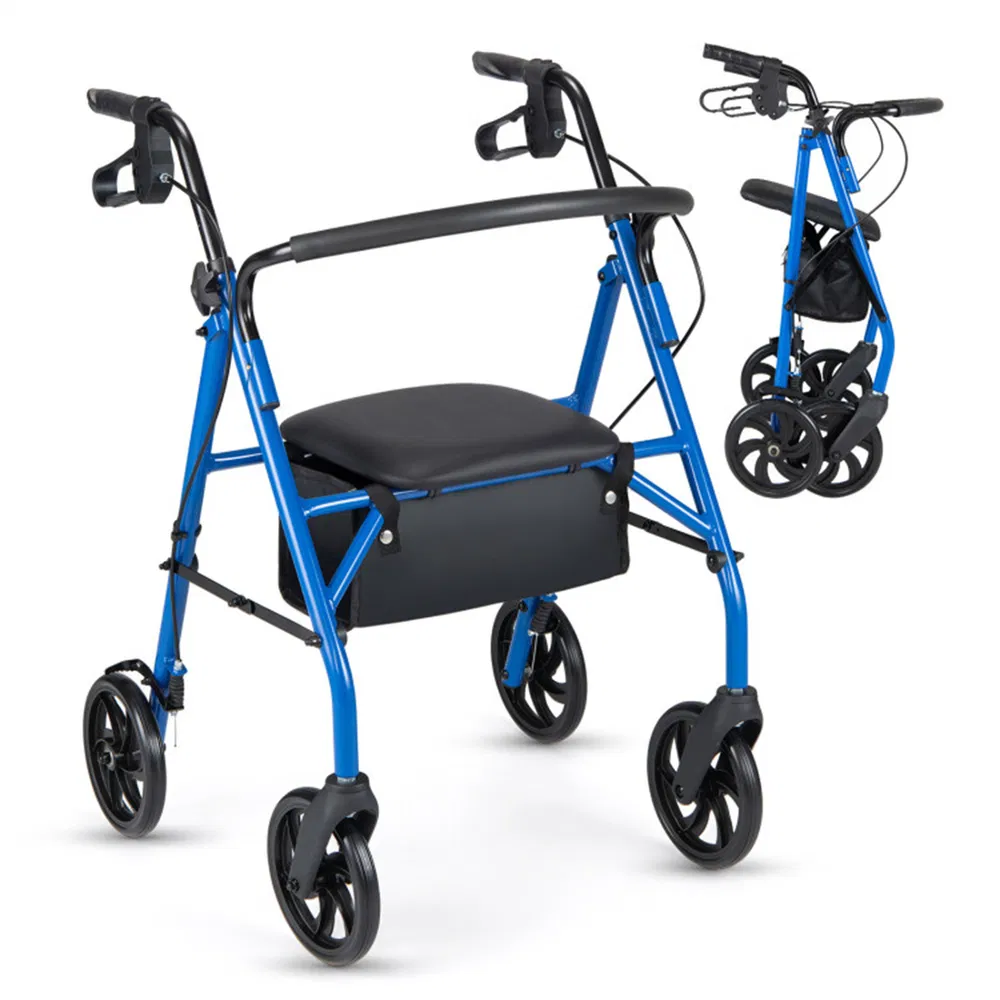 2-in-1 Rollator Walker With Seat (Blue), 8-Inch Large Wheels & Versatile Braking System, Adjustable Height photo 6