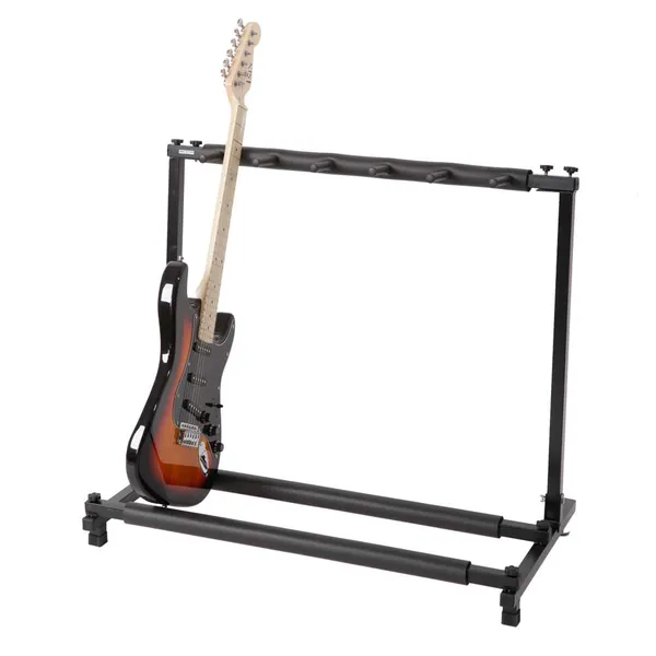Triple Folding Multiple Guitar Holder Rack Stand Black photo 5
