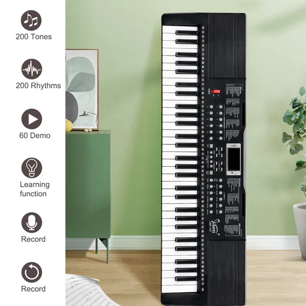 Do Not Sell On Amazon GEP-110 61 Key Keyboard With Piano Stand, Piano Bench, Built In Speakers, Headphone, Microphone, Music Rest, LED Screen, 3 Teaching Modes For Beginners photo 2