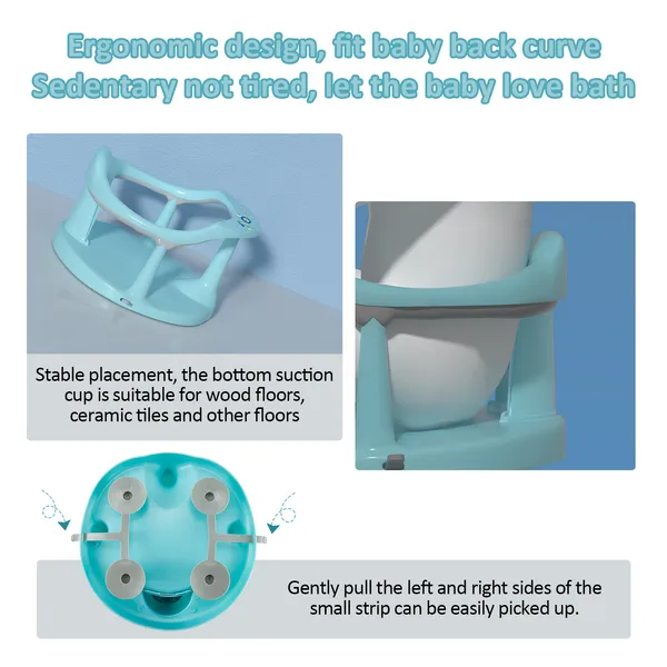 Baby Bath Seat,Baby Bath Chair, Newborn Shower Seat Bathtub Seat Cushion Children's Wrap-Around Shower Chair For 6 Months&Up Cyan photo 1