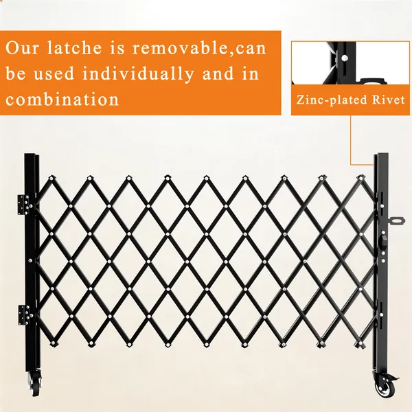 Foldable Security Gate, Expandable Safety Barrier With 360' Swivel Casters Lockable Design, Portable Mobile Rolling Barricade For Garage, Warehouse, Driveway And Pool Areas - 87' H X 85' W photo 2