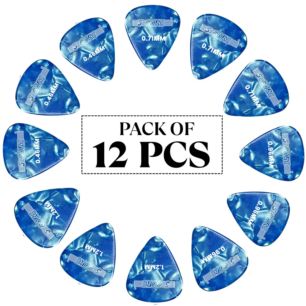 5 Core Guitar Picks 12 Piece Celluloid Light Medium Heavy Extra Heavy For Acoustic Electric Guitars photo 6