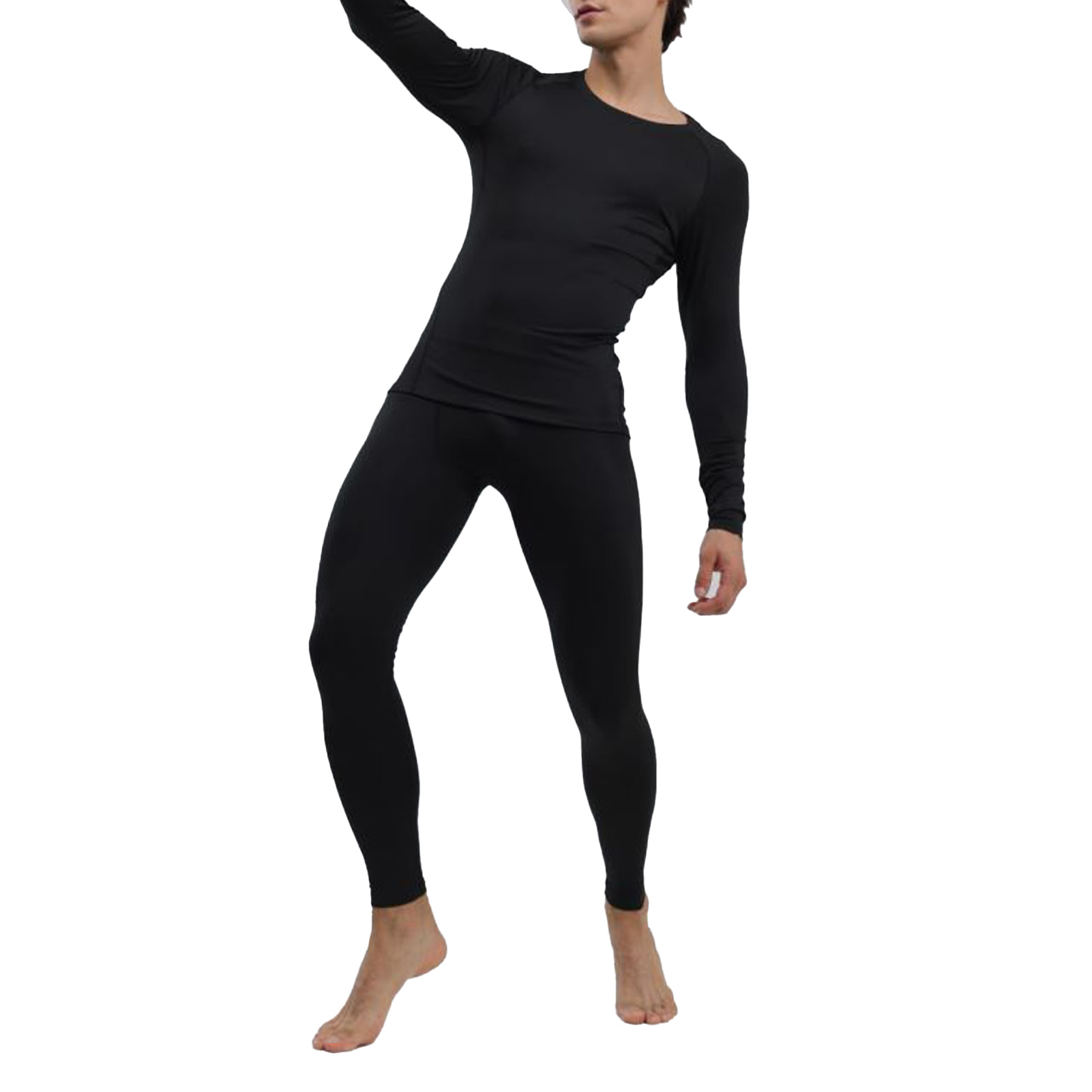 Men's Thermal Underwear Black Stylish Soft Close Fitting Men Cold Weather Top Bottom Set Base Layer For Autumn Winter XXL photo 1