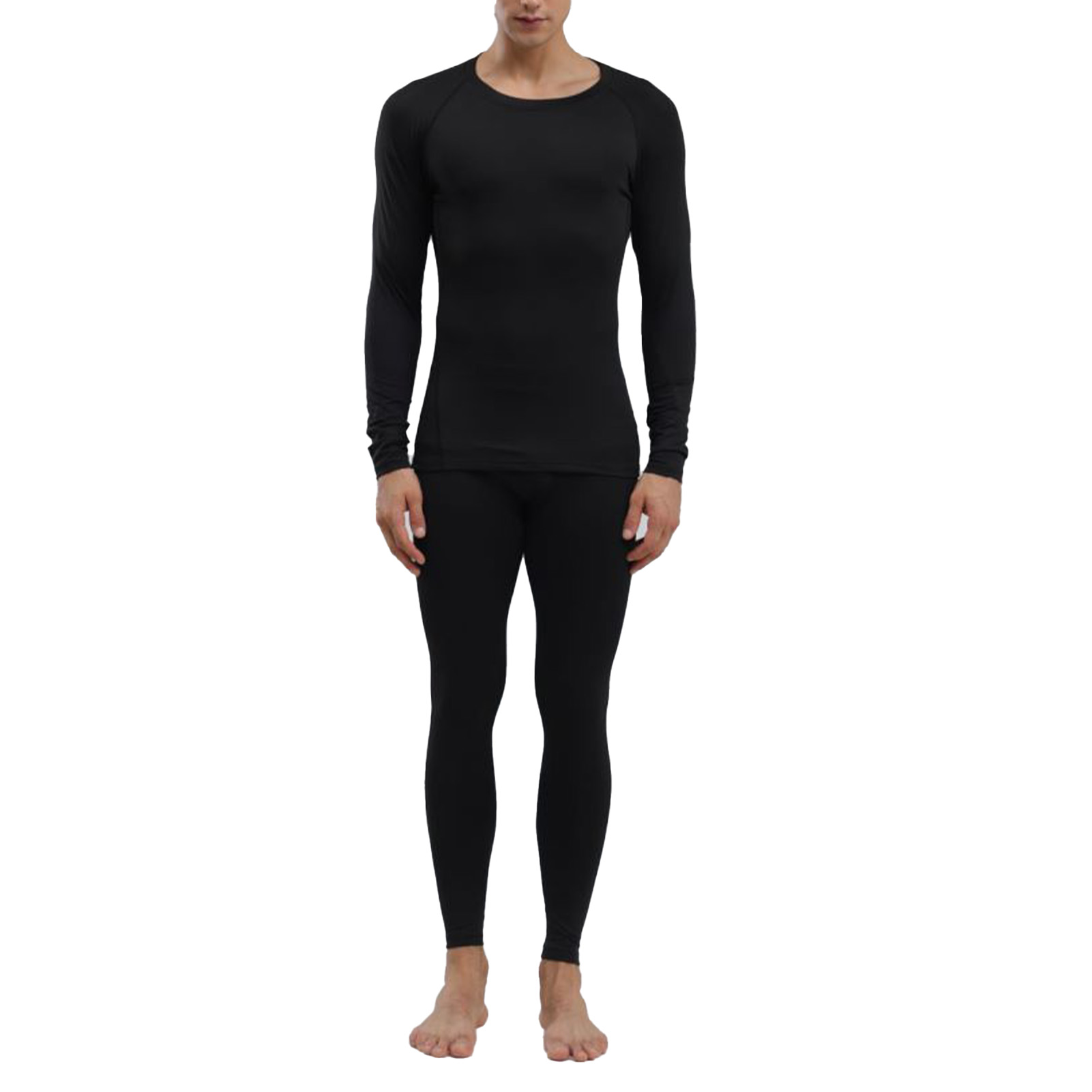 Men's Thermal Underwear Black Stylish Soft Close Fitting Men Cold Weather Top Bottom Set Base Layer For Autumn Winter XXXL photo 6