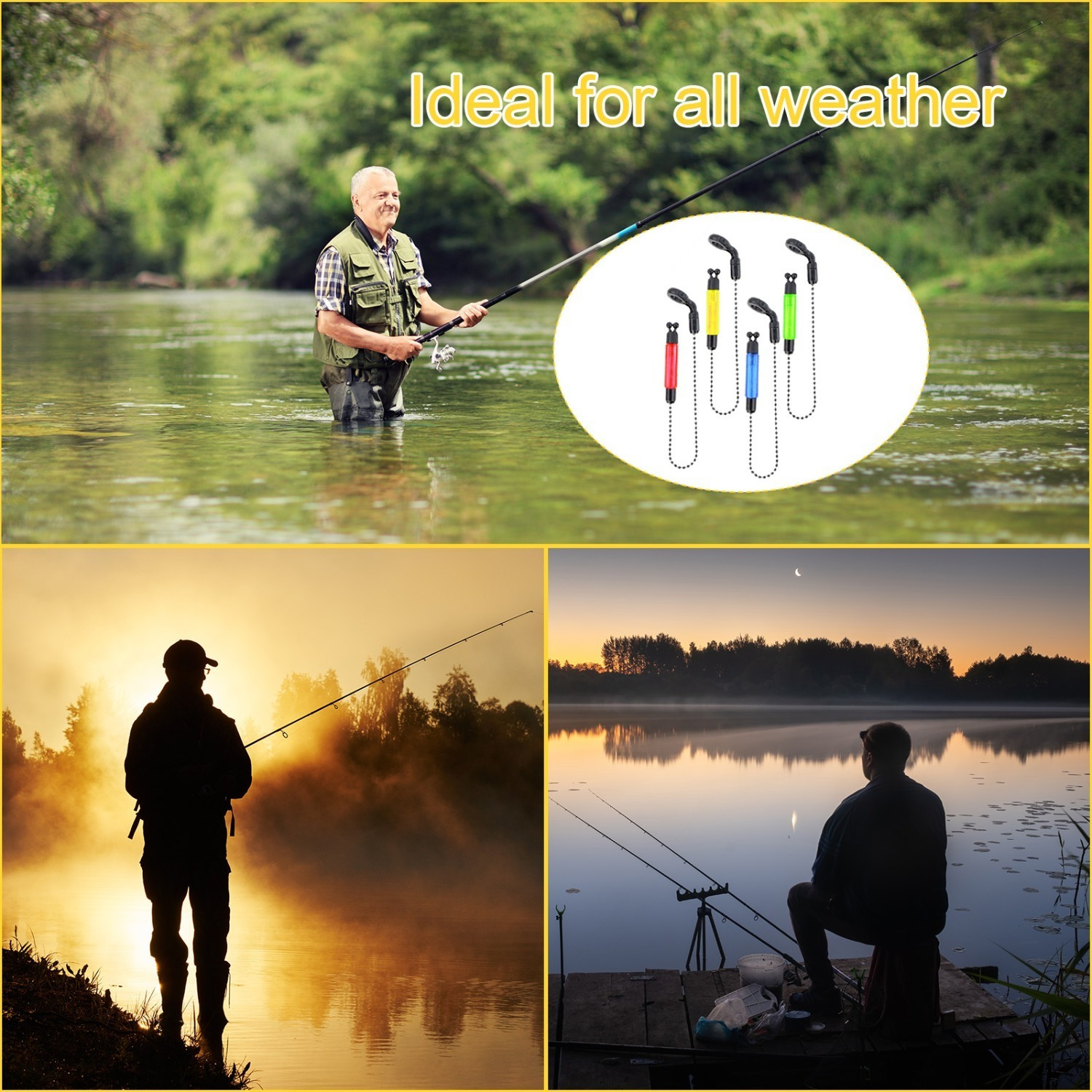 Night Fishing Set With 4 Swinger Floats In Blue, Red, Green, And Yellow, And 20 Floats For Anglers photo 5