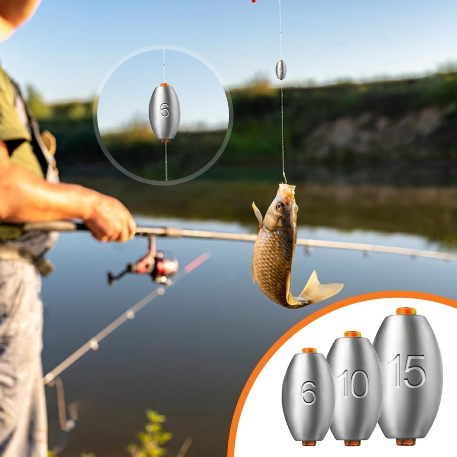 50-Piece Set Of Sea Fishing Weights With Plastic Core, Mixed 9 Sizes, Small Fishing Sinkers: 2g, 3g, 4g, 5g, 6g, 8g, 10g, 15g, 20g—Fishing Sinkers For Carp Fishing And Tackle photo 2