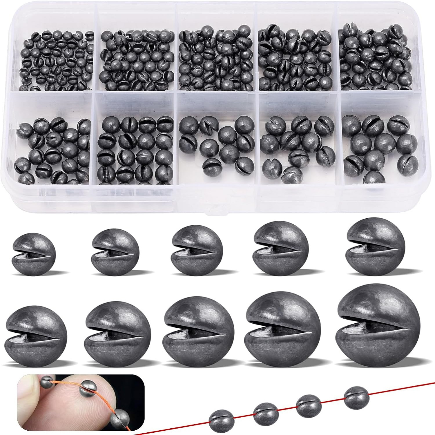160-Piece Fishing Sinker Set In 10 Different Sizes—Comprehensive Assortment For Various Fishing Conditions And Techniques photo 1