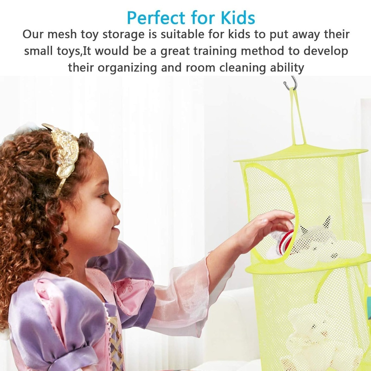 Hanging Storage Set, 3 Colorful Storage Baskets In Green, Blue, And Pink, Space-Saving Mesh Baskets For Toys And Small Items photo 3