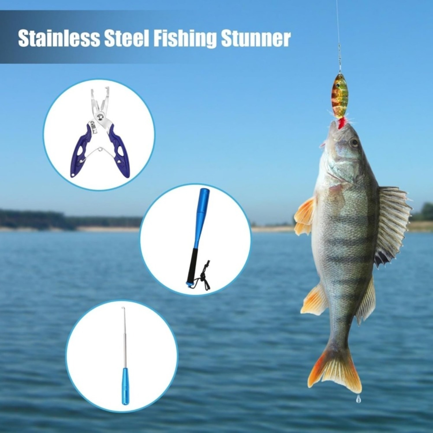 3-piece Fishing Fish Killer Set 24.5 Cm Aluminum Fish Killer Includes Fishing Pliers And Hook Remover Fishing Accessories For Beginners Outdoor Carp And Trout Fishing photo 4