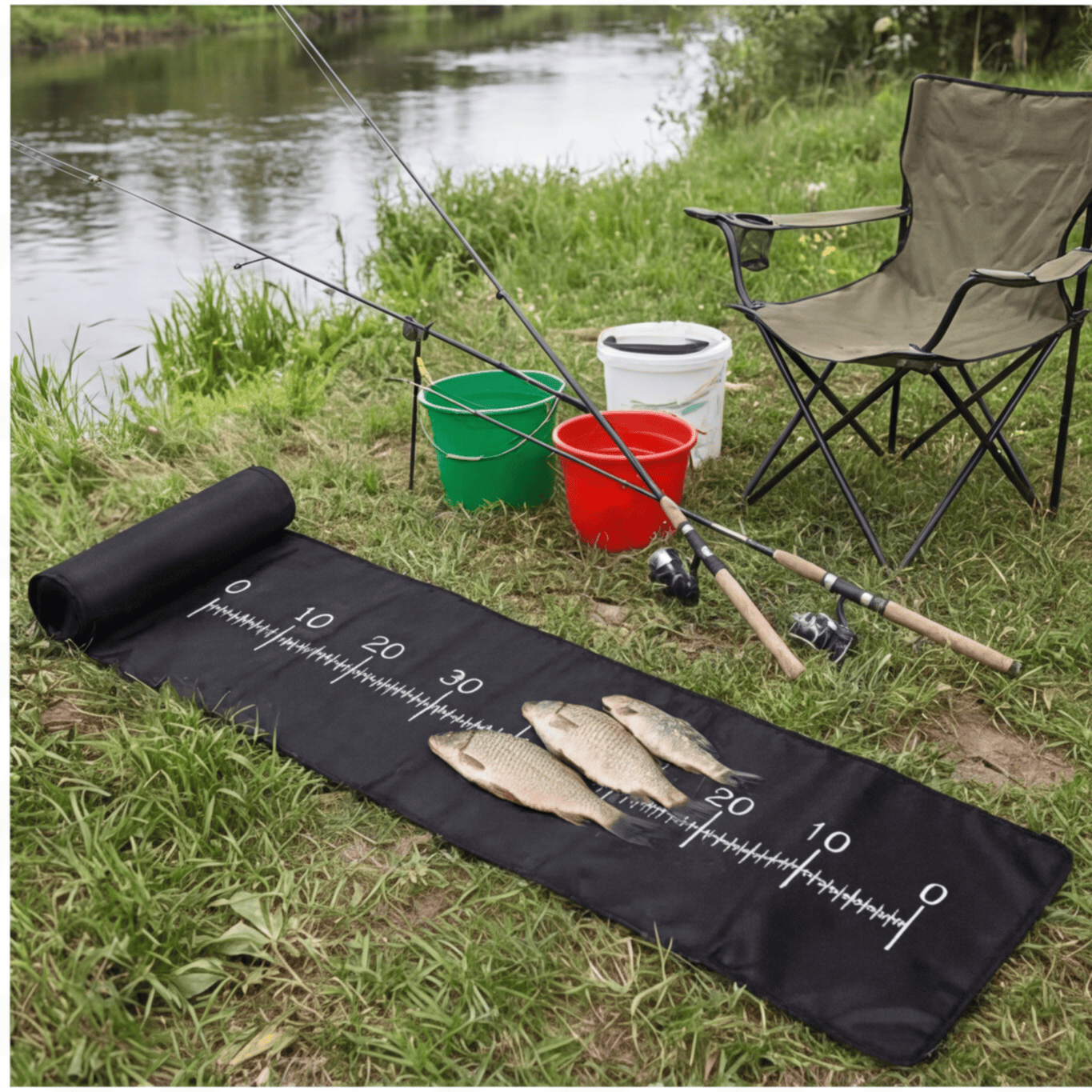 Practical Fishing Station That Doubles As A Landing Net Holder And Mat, Sturdy Fish Holder For Fishing Trips, Versatile Fishing Accessory For Shore And Boat Anglers photo 1