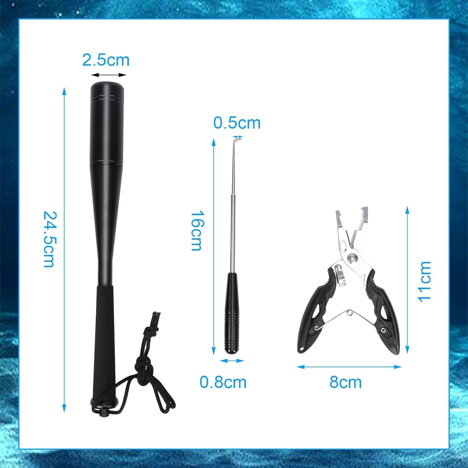 3TLG Fishing Fish Killer Set, 24.5 Cm, Aluminum Fish Stunner, Carp Fishing Accessory With Fishing Pliers And Hook Remover, Fishing For Beginners, Anglers, Predatory Fish For Spin Fishing photo 4