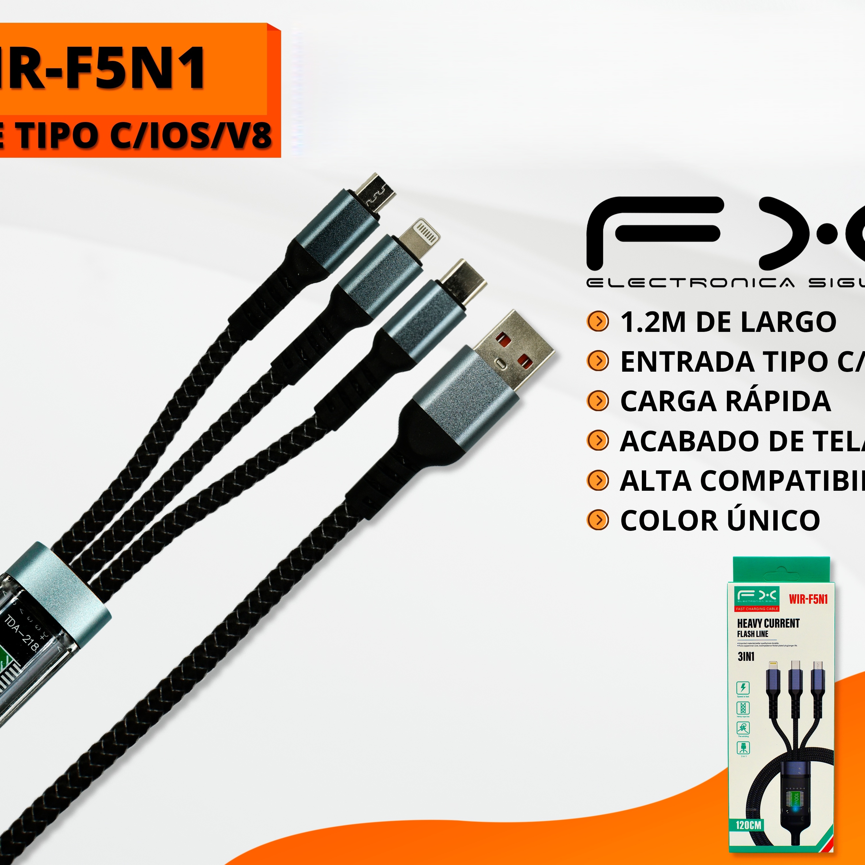 Data Cable Three-in-one Type-c/ios/v8 Fast Charging 1.2m photo 2