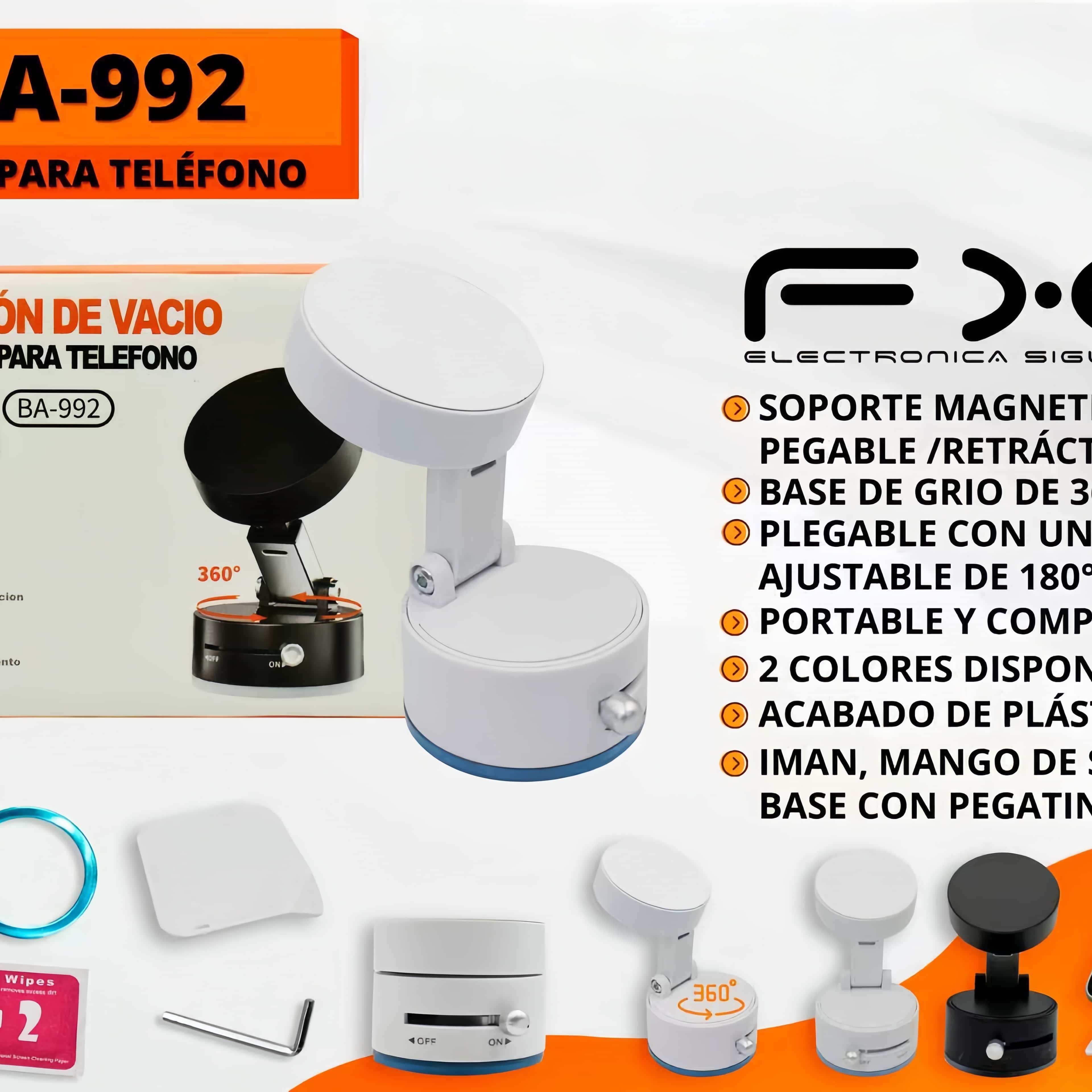 Mobile Phone Holder Magnetic Folding 360° Rotation 180° Adjustable Angle White photo 3