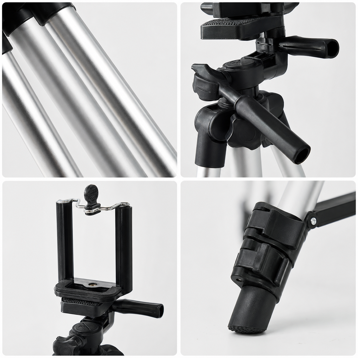 Retractable 3-section Aluminum Phone Tripod With Bubble Level For Selfies And Live Streaming photo 4