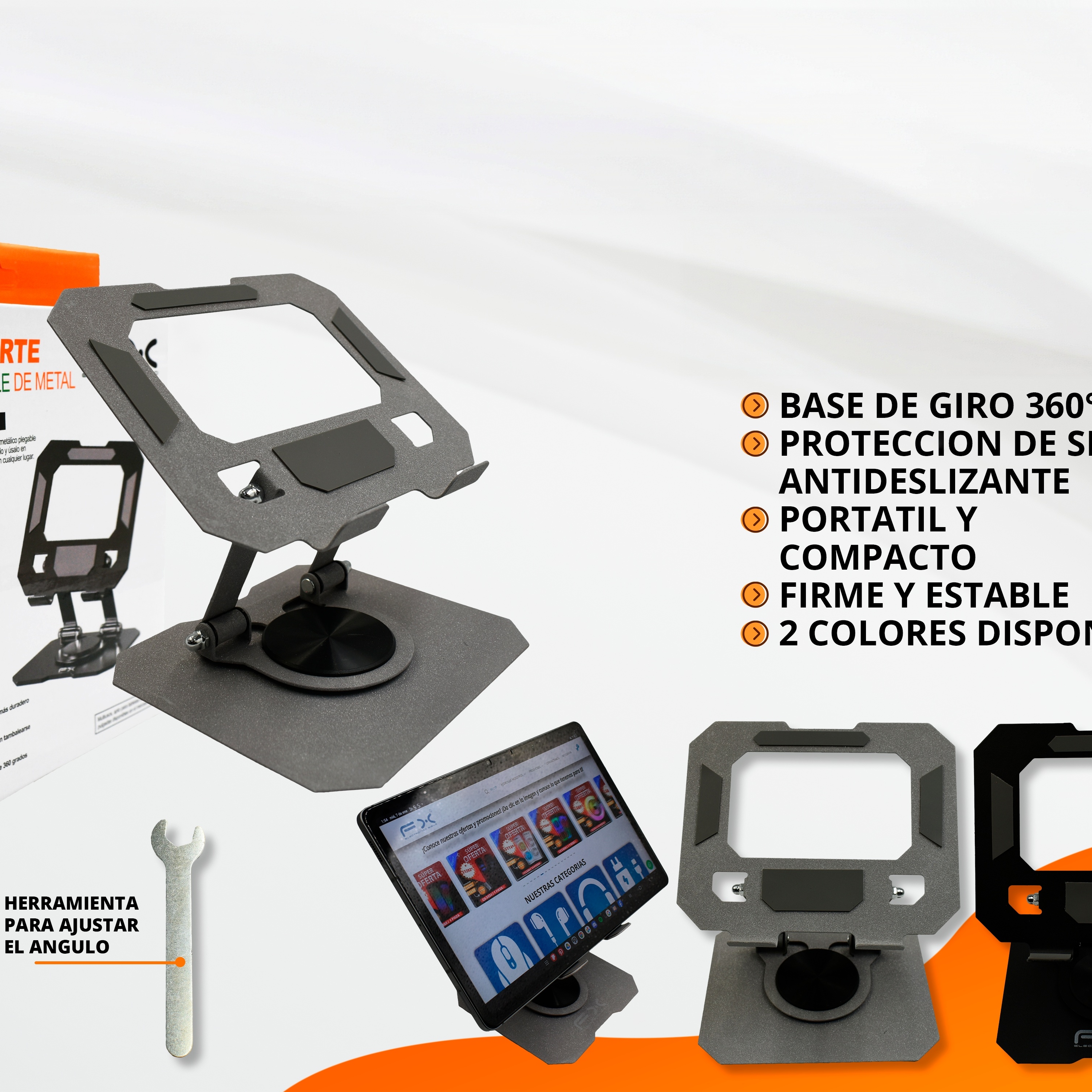 Tablet Stand 360° Rotating Base Black Model photo 2