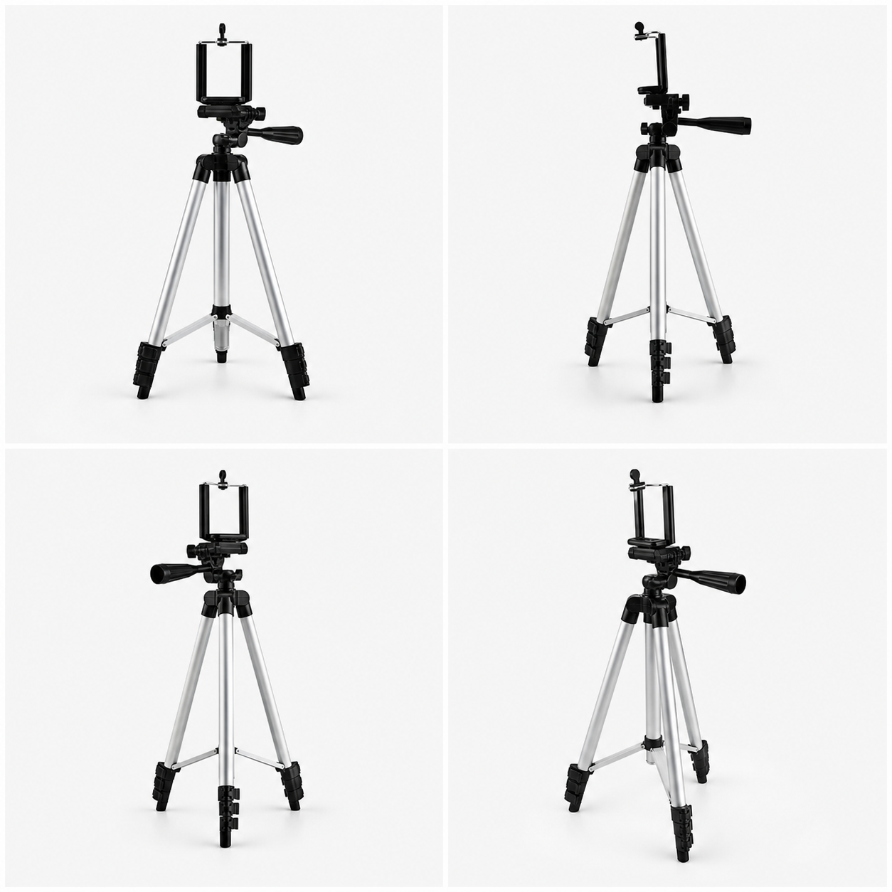 Retractable 3-section Aluminum Phone Tripod With Bubble Level For Selfies And Live Streaming photo 2