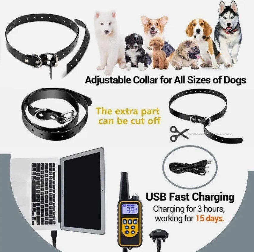 800M Electric Pet Dog Training E-Collar Anti-Bark Obedience Remote Control LCD photo 2