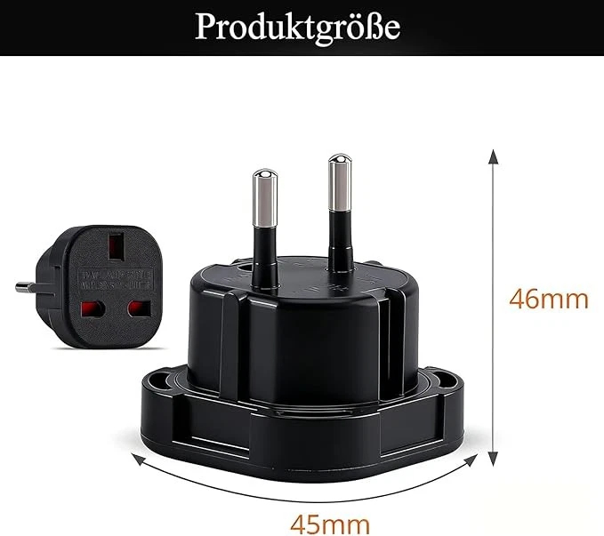 6X Black UK To EU Travel Adaptor Europe European Plug Adapter UK 3 Pin To 2 Pin photo 4