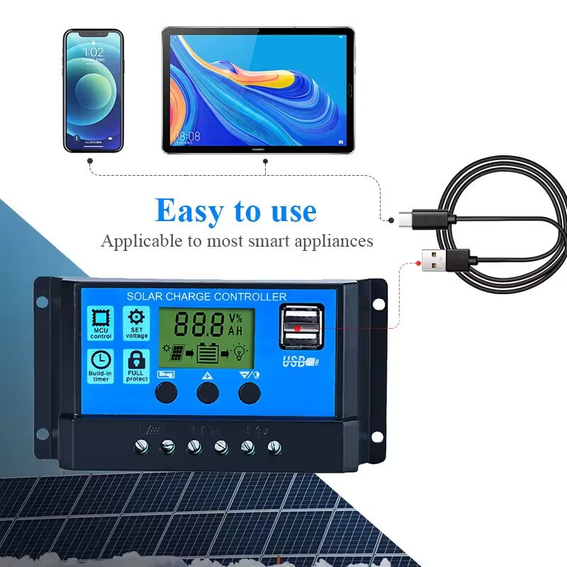 30A PWM Solar Panel Regulator Battery Charge Controller LCD Dual USB 12V-24V UK photo 6
