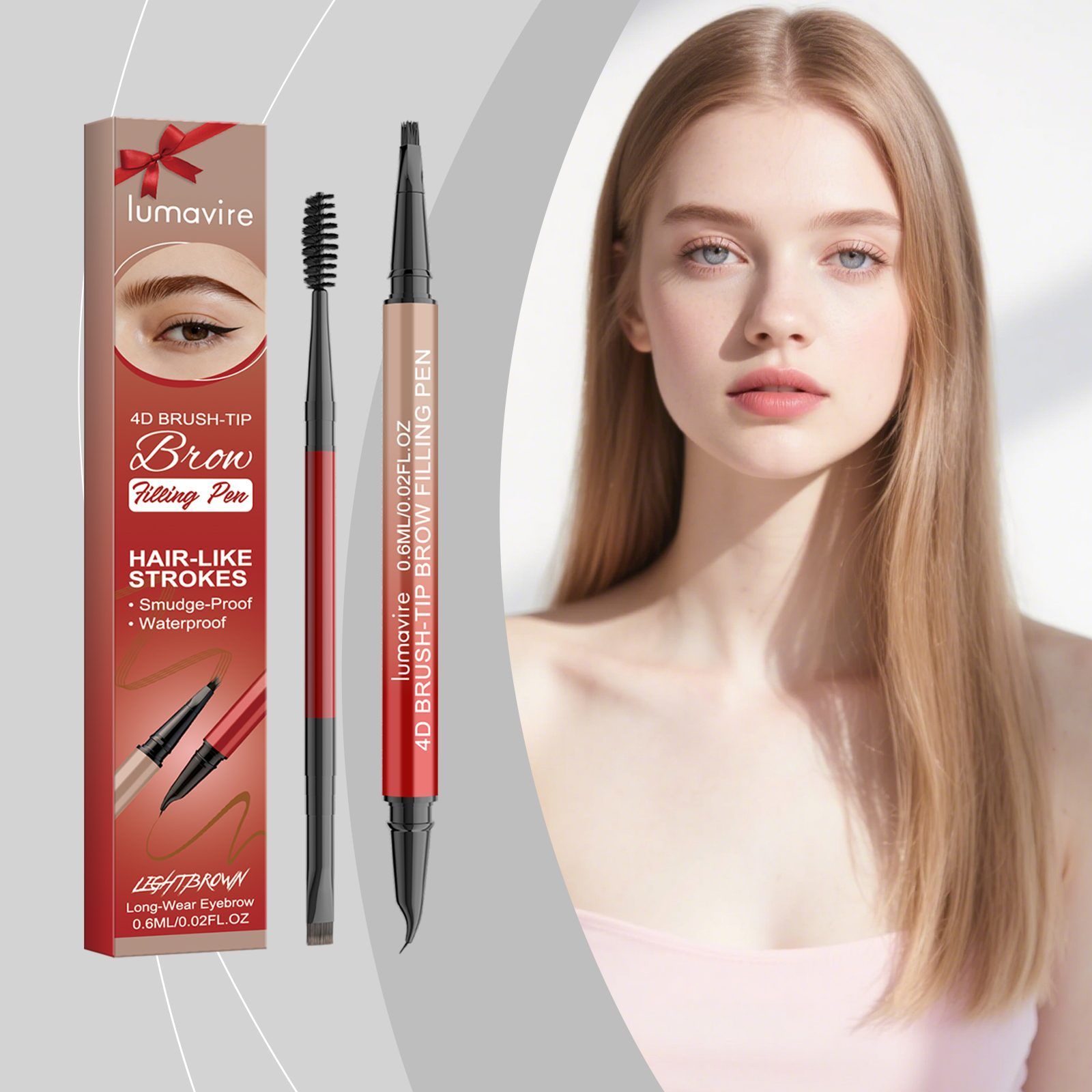 lumavire Four-Tip Eyebrow Pen, Light Brown, 0.6 ml photo 8