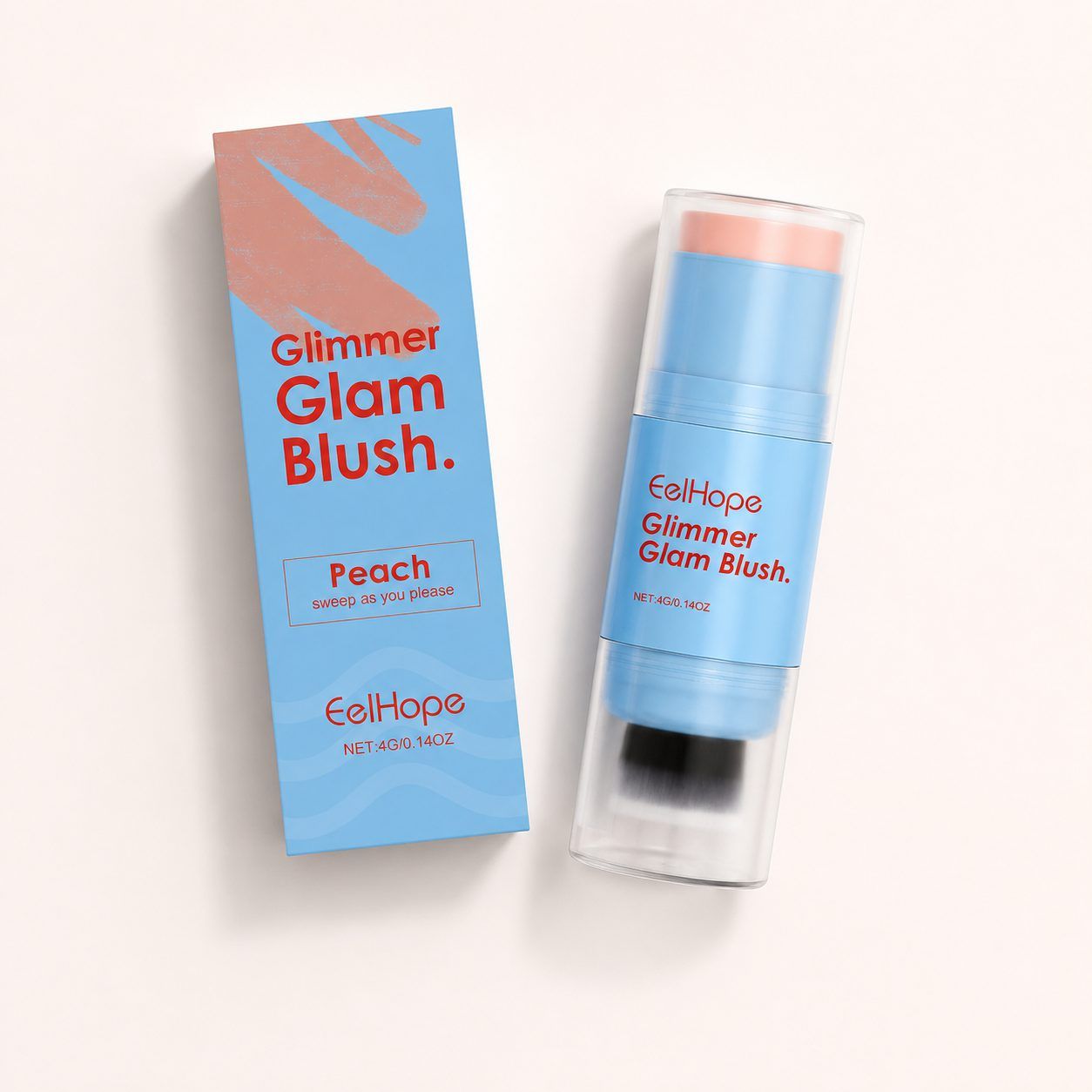 EELHOPE Dual-End Blush Stick with Brush, Peach, 4 g photo 4
