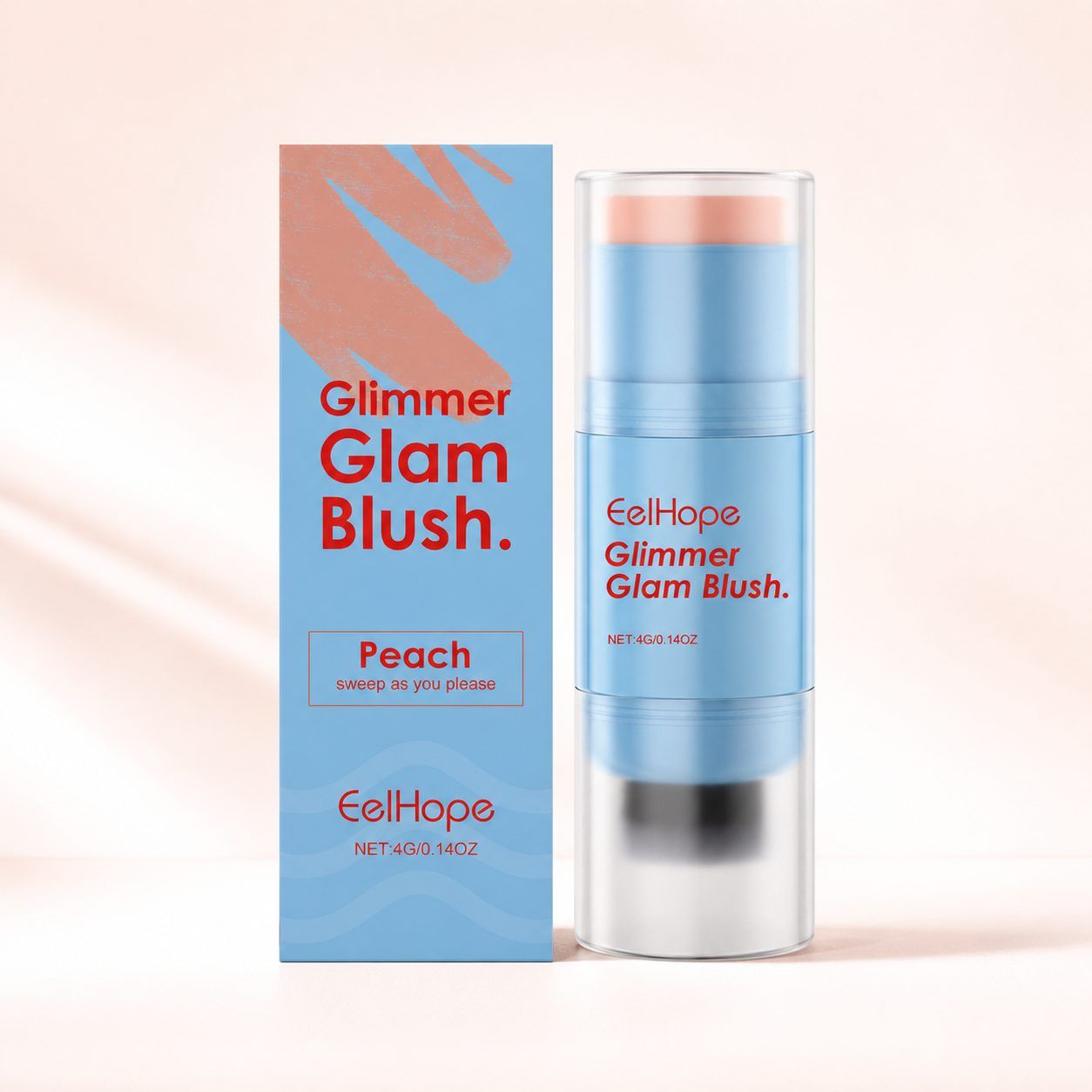 EELHOPE Dual-End Blush Stick with Brush, Peach, 4 g photo 1