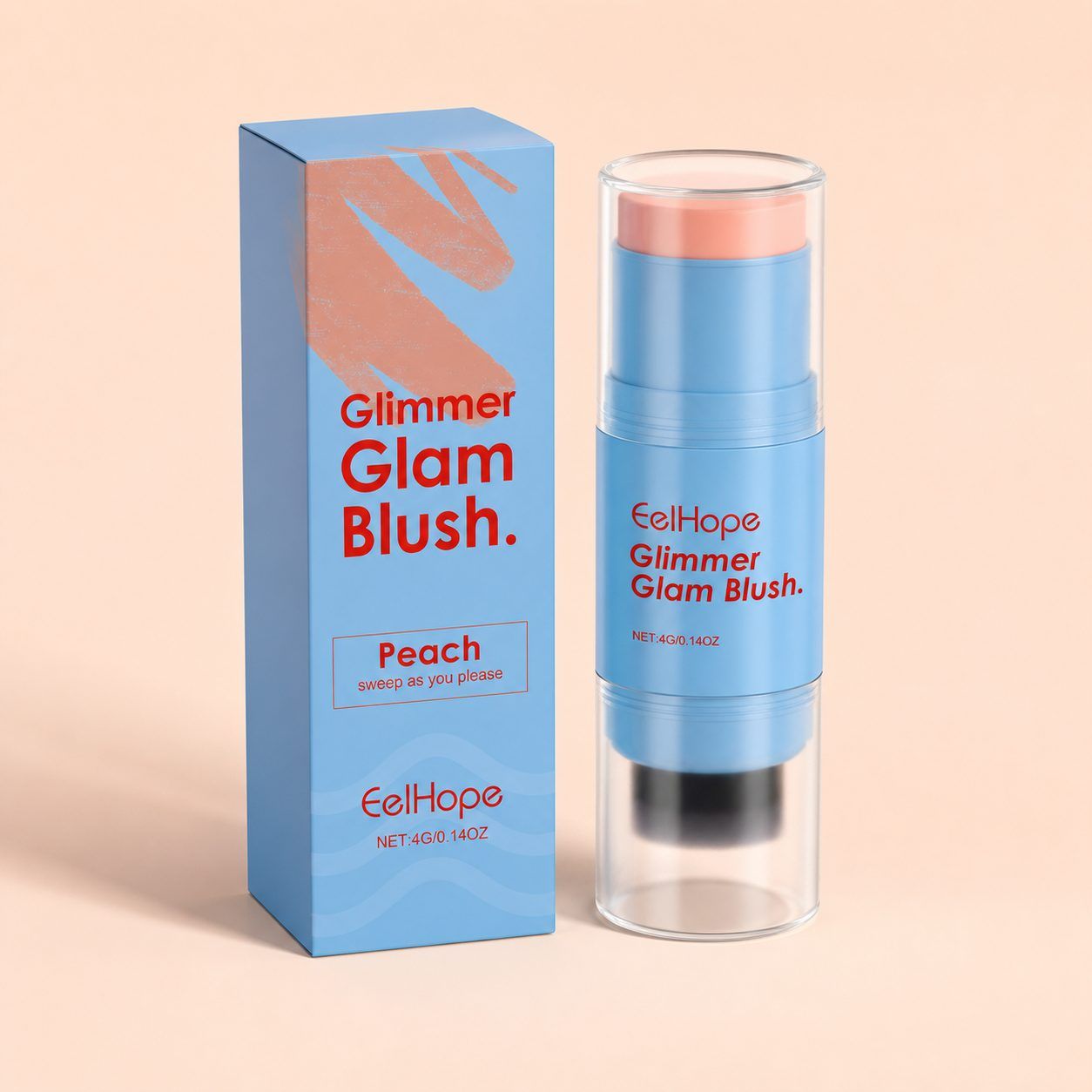 EELHOPE Dual-End Blush Stick with Brush, Peach, 4 g photo 5